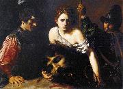 VALENTIN DE BOULOGNE David with the Head of Goliath and Two Soldiers oil